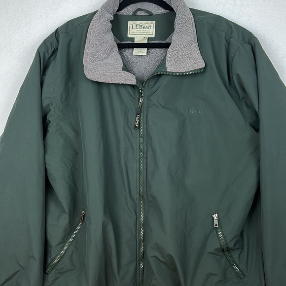 LL Bean Full Zip Fleece Lined Jacket XXL Green - Picture 2 of 12